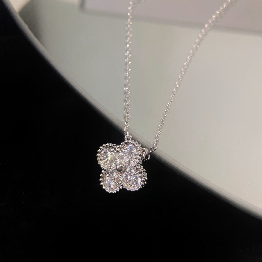 [⭐Luxery]CLOVER 15MM DIAMOND SINGLE FLOWER NECKLACE