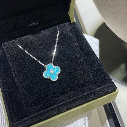 [⭐Luxery]CLOVER 15MM DIAMOND SVRES PORCELAIN  NECKLACE SILVER