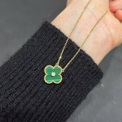 [⭐Luxery]CLOVER 15MM DIAMOND TURQUOISE NECKLACE