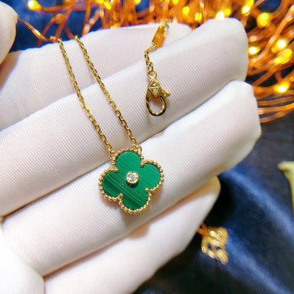 [⭐Luxery]CLOVER 15MM DIAMOND TURQUOISE NECKLACE