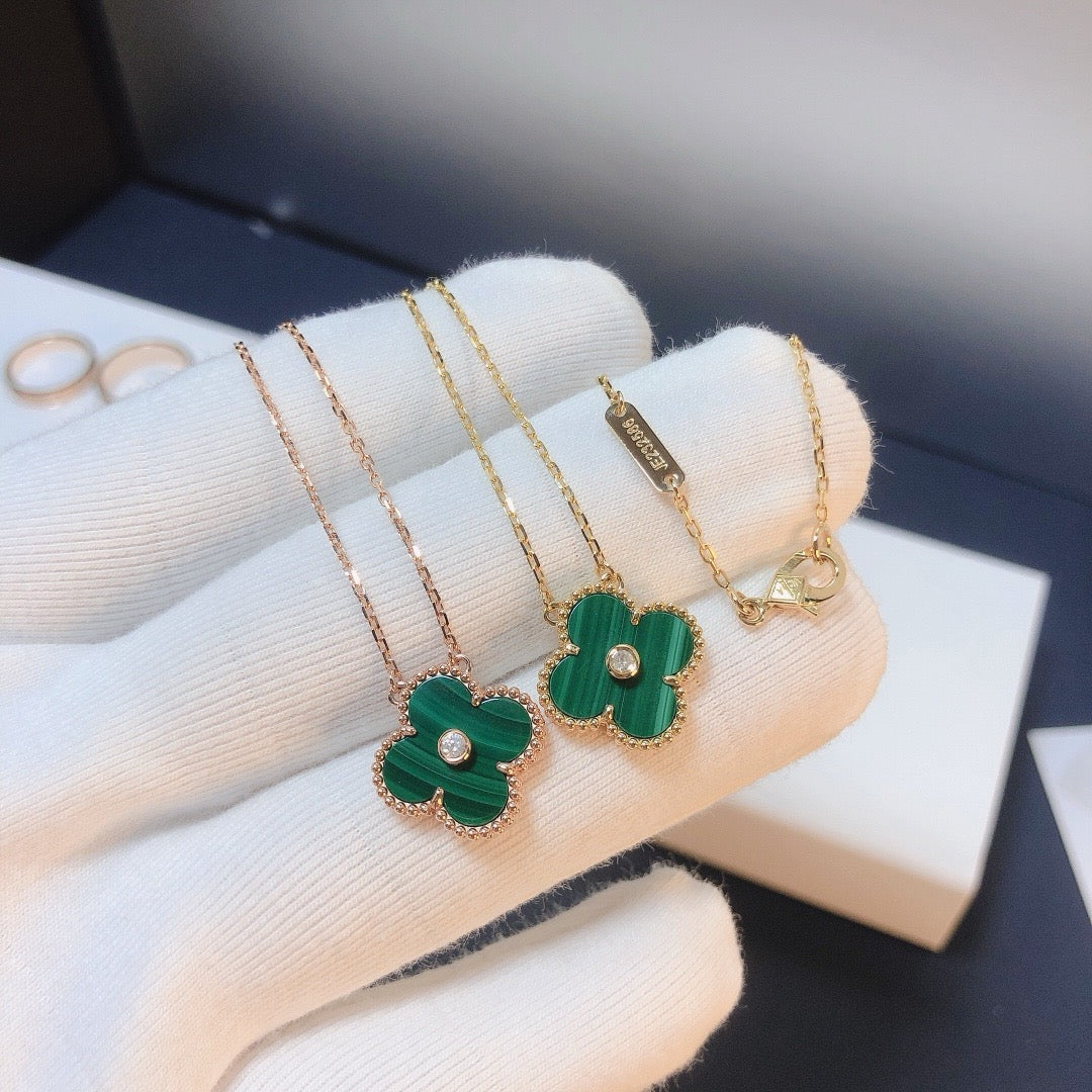 [⭐Luxery]CLOVER 15MM DIAMOND TURQUOISE NECKLACE