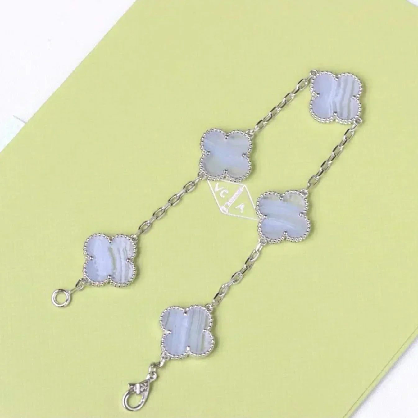 [⭐Luxery] CLOVER 5 MOTIF PURPLE CHALCEDONY BRACELET COLLECTION