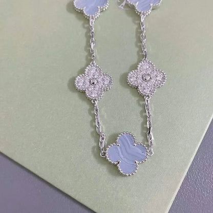 [⭐Luxery] CLOVER 5 MOTIF PURPLE CHALCEDONY BRACELET COLLECTION