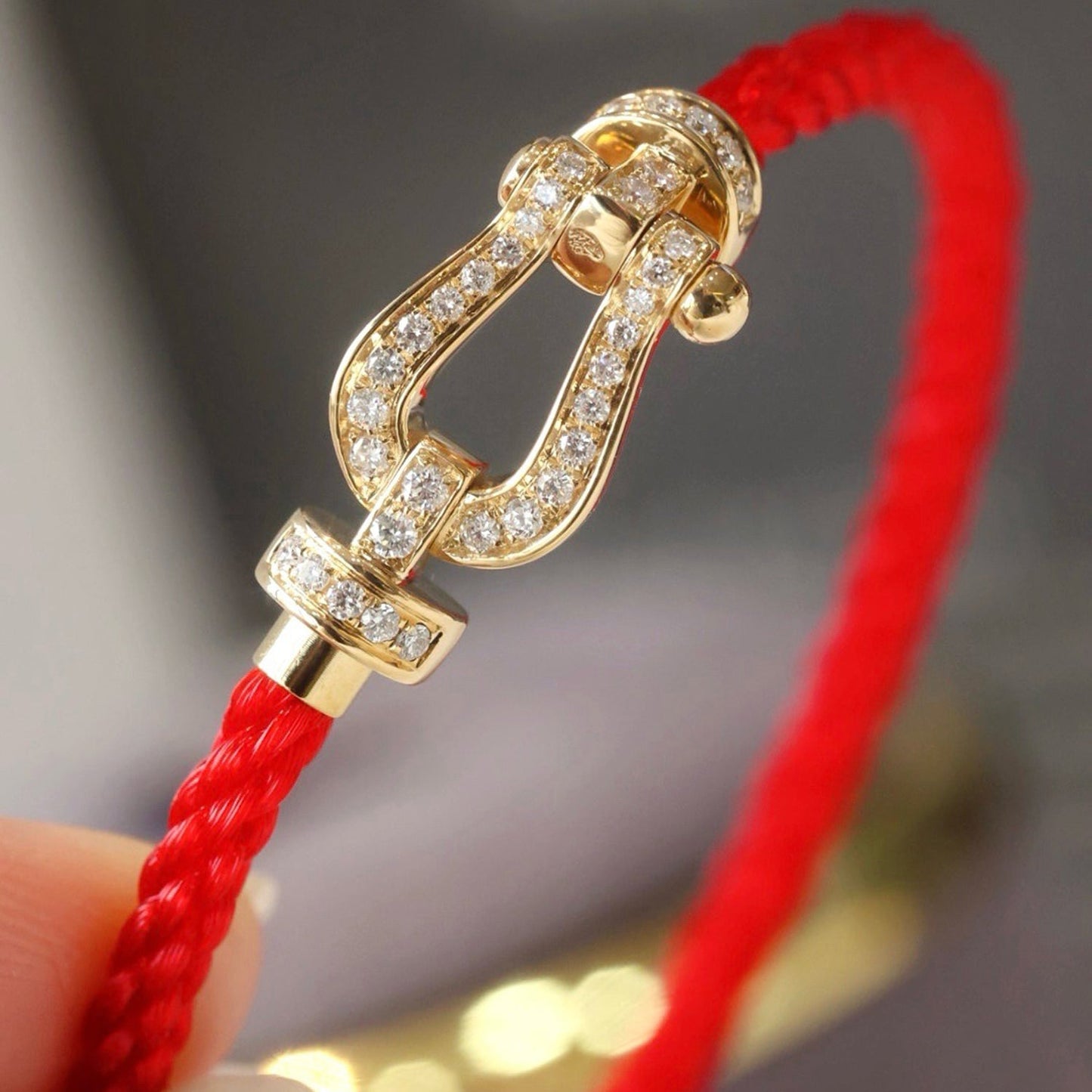 [⭐Luxery]FORCE LARGE HORSESHOE FULL DIAMOND BRACELET GOLD