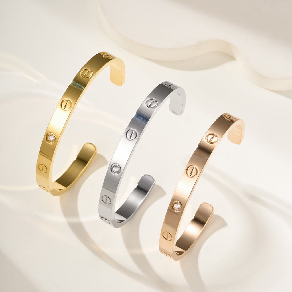 [⭐Luxery]LOVE BRACELET 6.1MM 1 DIAMOND OPEN CUFF