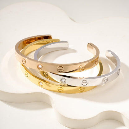 [⭐Luxery]LOVE BRACELET 6.1MM 1 DIAMOND OPEN CUFF