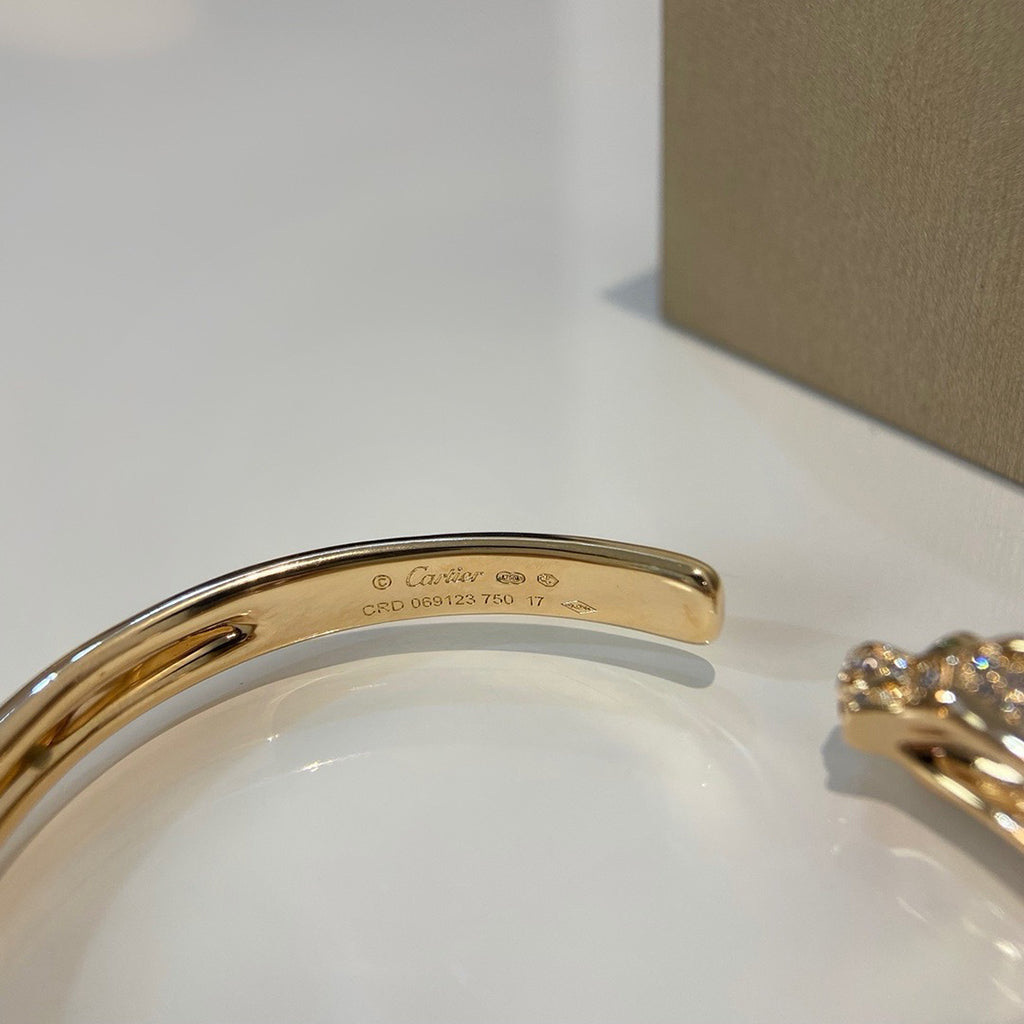 [⭐Luxery]PANTHERE HALF DIAMOND OPEN BRACELET