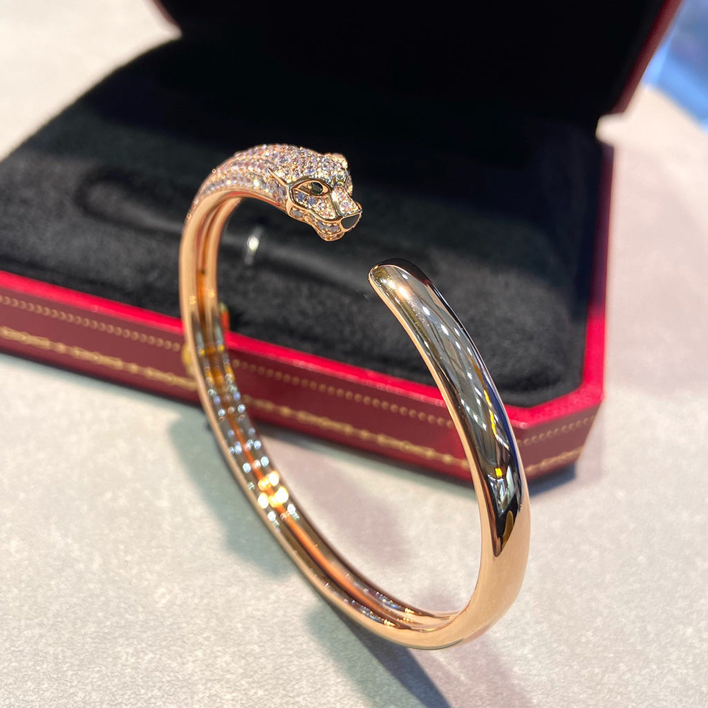 [⭐Luxery]PANTHERE HALF DIAMOND OPEN BRACELET