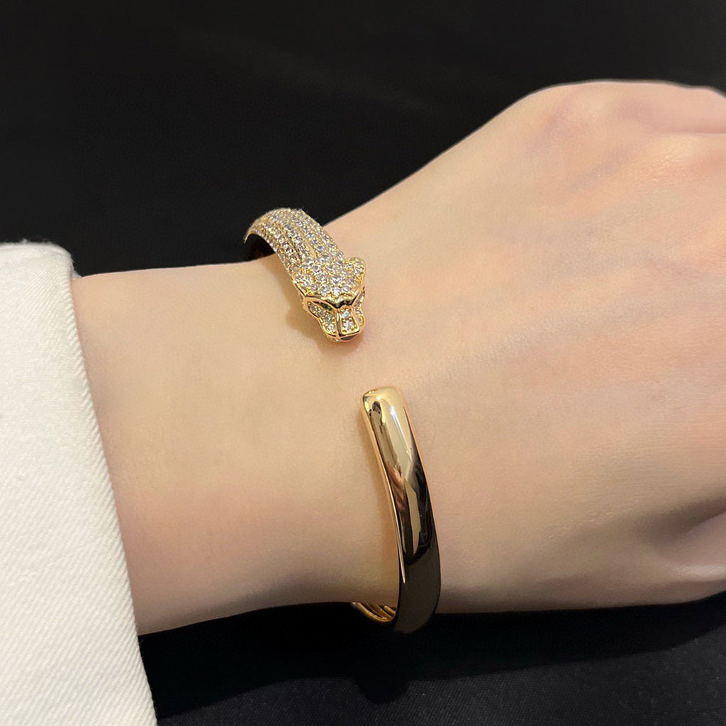 [⭐Luxery]PANTHERE HALF DIAMOND OPEN BRACELET