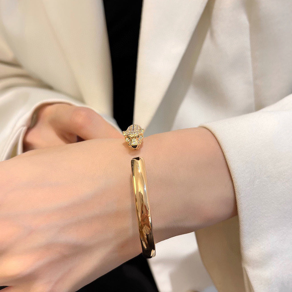 [⭐Luxery]PANTHERE HALF DIAMOND OPEN BRACELET