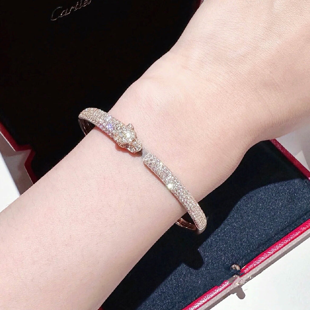 [⭐Luxery]PANTHERE FULL DIAMOND OPEN BRACELET