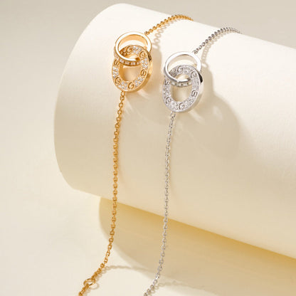[⭐Luxery]LOVE DOUBLE RING FULL DIAMOND BRACELET