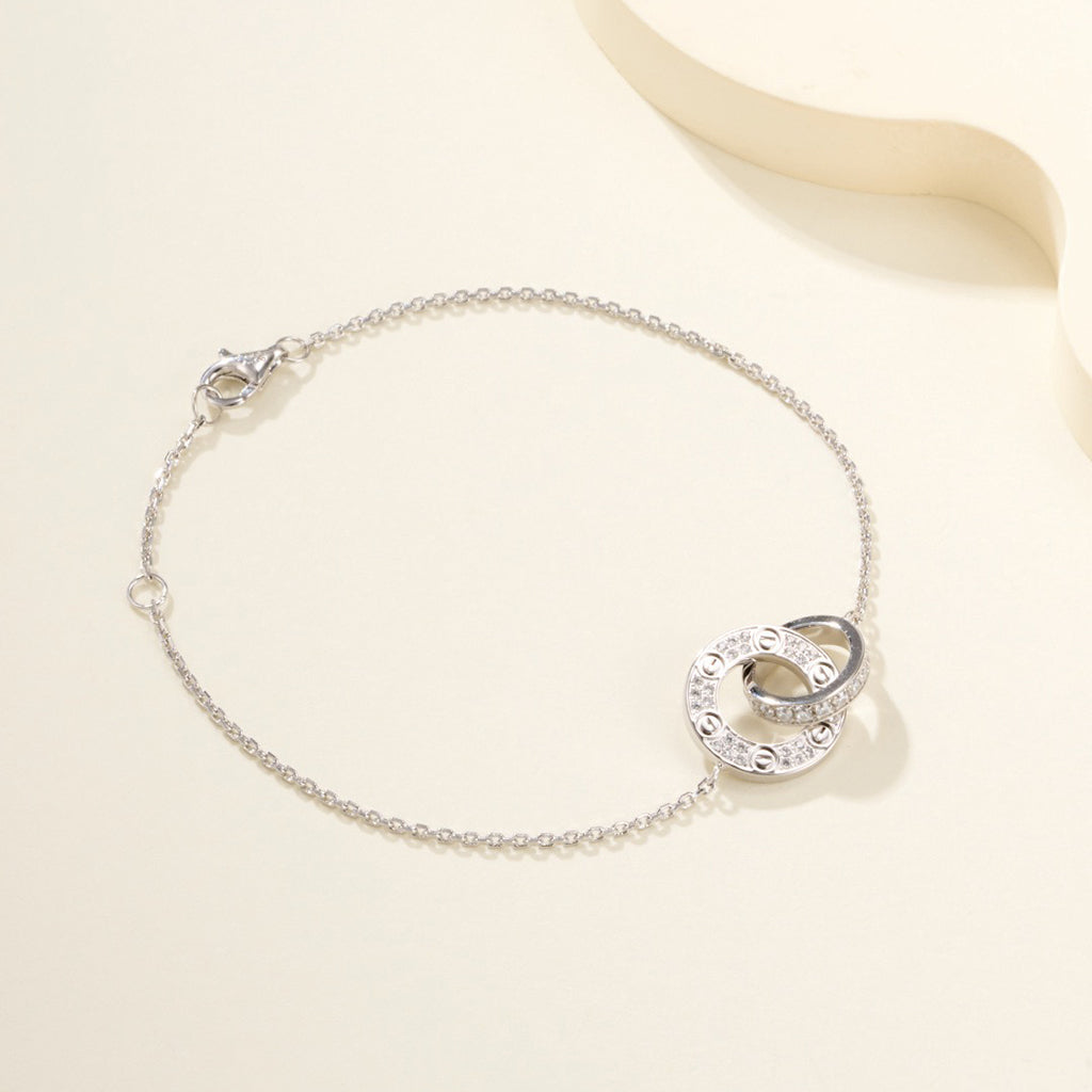 [⭐Luxery]LOVE DOUBLE RING FULL DIAMOND BRACELET