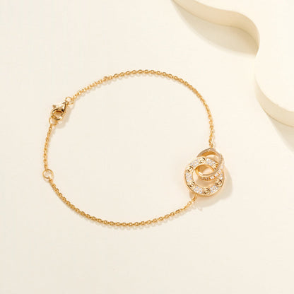 [⭐Luxery]LOVE DOUBLE RING FULL DIAMOND BRACELET