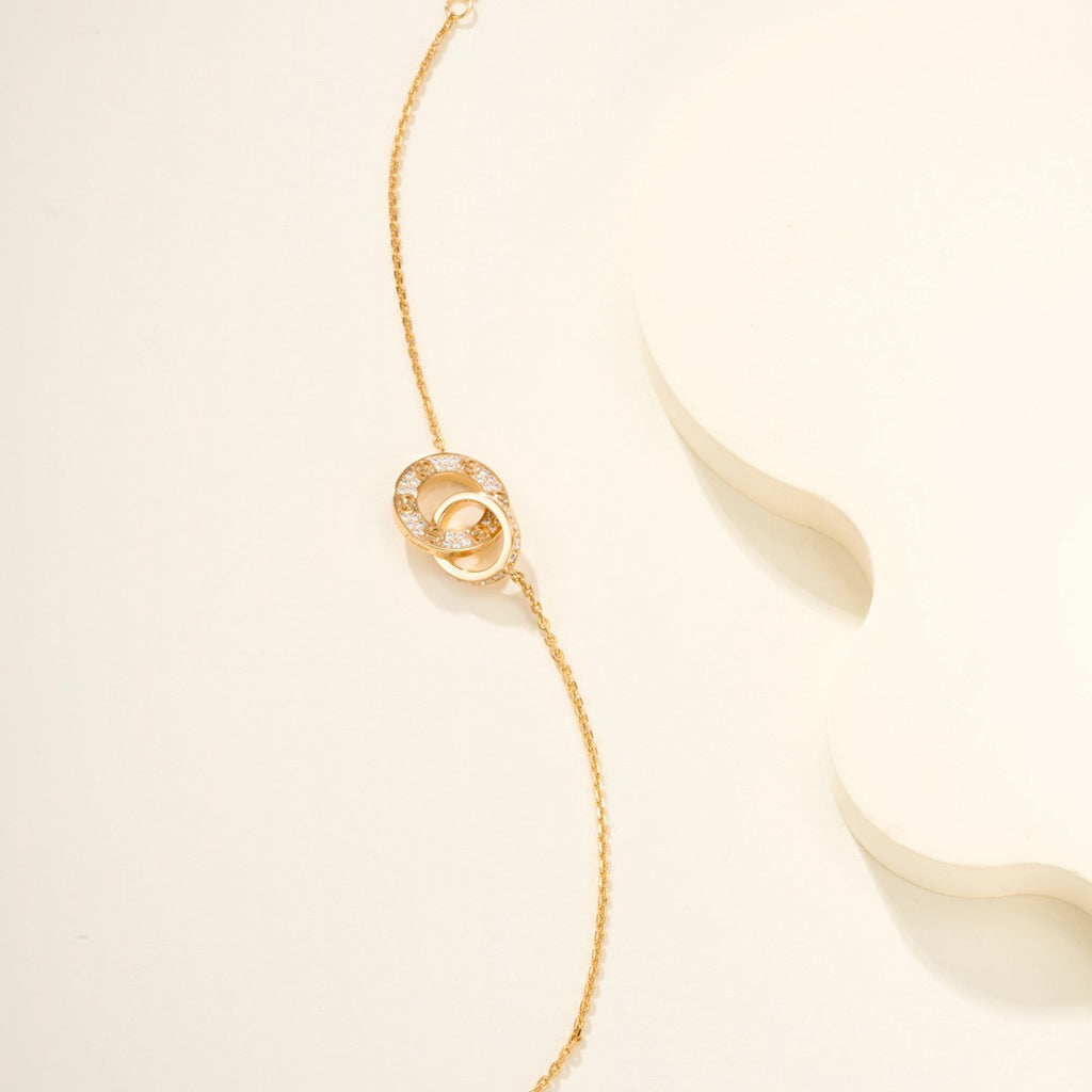 [⭐Luxery]LOVE DOUBLE RING FULL DIAMOND BRACELET