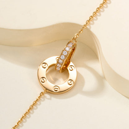 [⭐Luxery]LOVE DOUBLE RING FULL DIAMOND BRACELET
