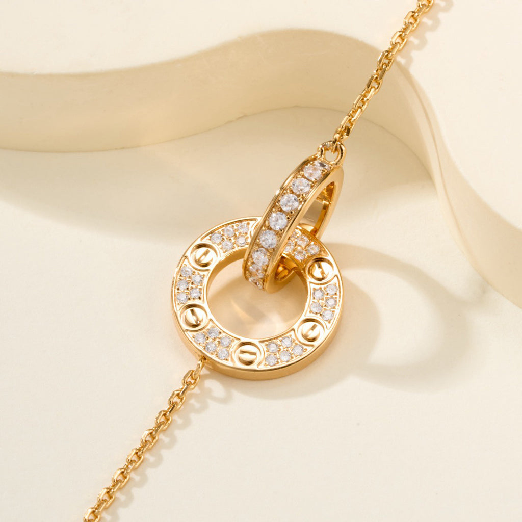 [⭐Luxery]LOVE DOUBLE RING FULL DIAMOND BRACELET