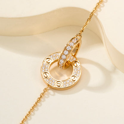 [⭐Luxery]LOVE DOUBLE RING FULL DIAMOND BRACELET