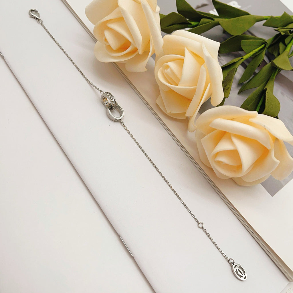 [⭐Luxery]LOVE DOUBLE RING HALF DIAMOND BRACELET