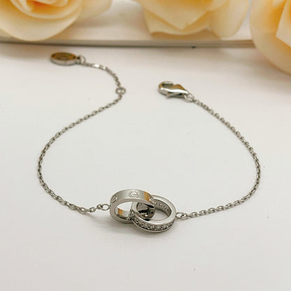 [⭐Luxery]LOVE DOUBLE RING HALF DIAMOND BRACELET