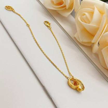 [⭐Luxery]LOVE DOUBLE RING HALF DIAMOND BRACELET