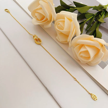 [⭐Luxery]LOVE DOUBLE RING HALF DIAMOND BRACELET