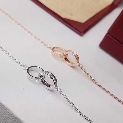 [⭐Luxery]LOVE DOUBLE RING HALF DIAMOND BRACELET