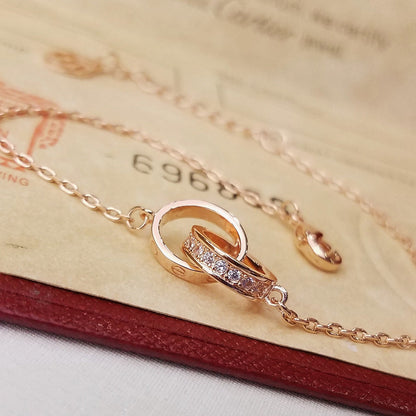 [⭐Luxery]LOVE DOUBLE RING HALF DIAMOND BRACELET