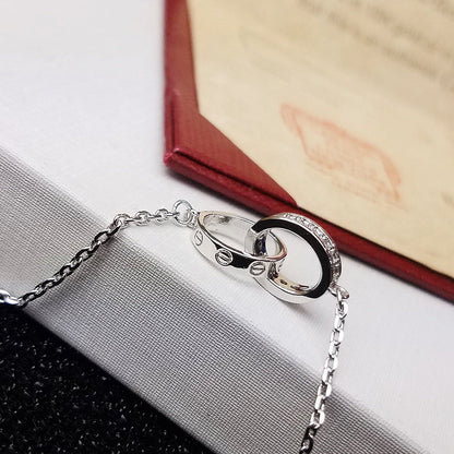 [⭐Luxery]LOVE DOUBLE RING HALF DIAMOND BRACELET
