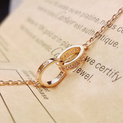 [⭐Luxery]LOVE DOUBLE RING HALF DIAMOND BRACELET