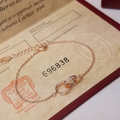 [⭐Luxery]LOVE DOUBLE RING HALF DIAMOND BRACELET