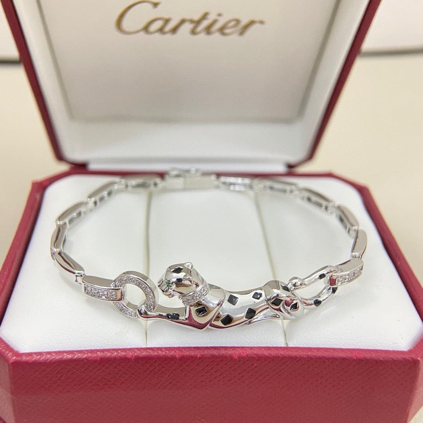 [⭐Luxery]PANTHERE HALF DIAMOND ON CHAIN BRACELET