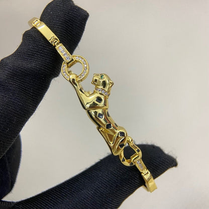 [⭐Luxery]PANTHERE HALF DIAMOND ON CHAIN BRACELET