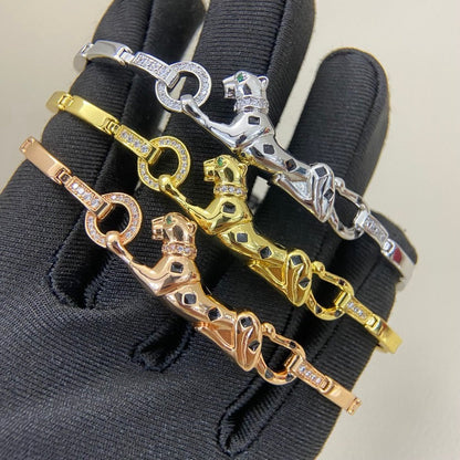 [⭐Luxery]PANTHERE HALF DIAMOND ON CHAIN BRACELET