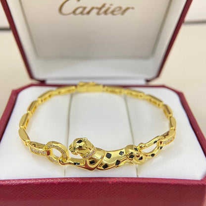 [⭐Luxery]PANTHERE HALF DIAMOND ON CHAIN BRACELET