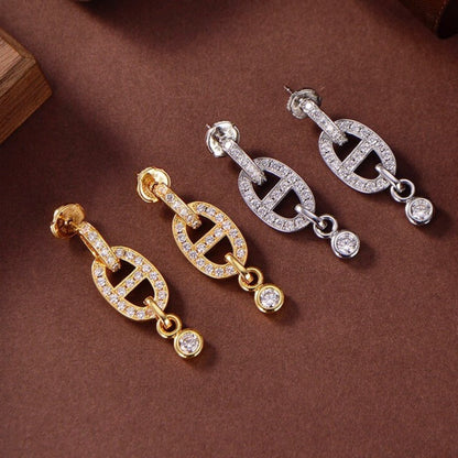 [⭐Luxery]HM CHAINE DIAMOND EARRINGS