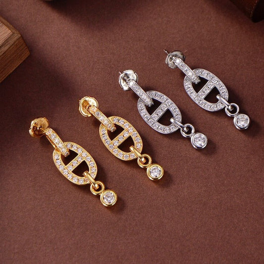 [⭐Luxery]HM CHAINE DIAMOND EARRINGS