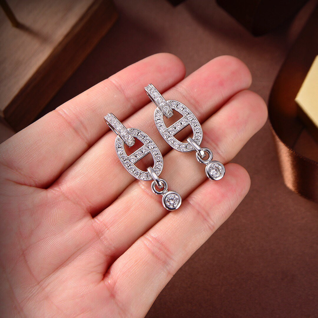 [⭐Luxery]HM CHAINE DIAMOND EARRINGS