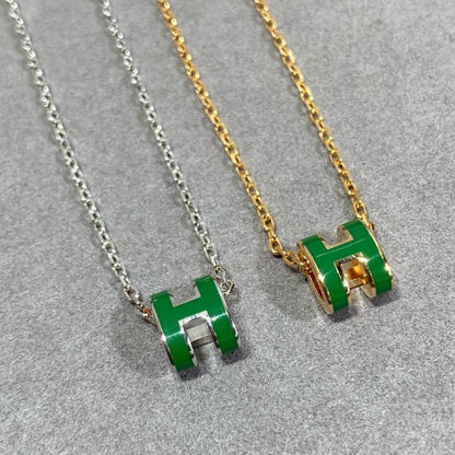 [⭐Luxery]POP H GREEN NECKLACE SILVER AND GOLD