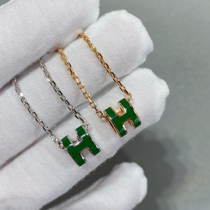 [⭐Luxery]POP H GREEN NECKLACE SILVER AND GOLD