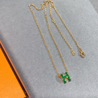 [⭐Luxery]POP H GREEN NECKLACE SILVER AND GOLD