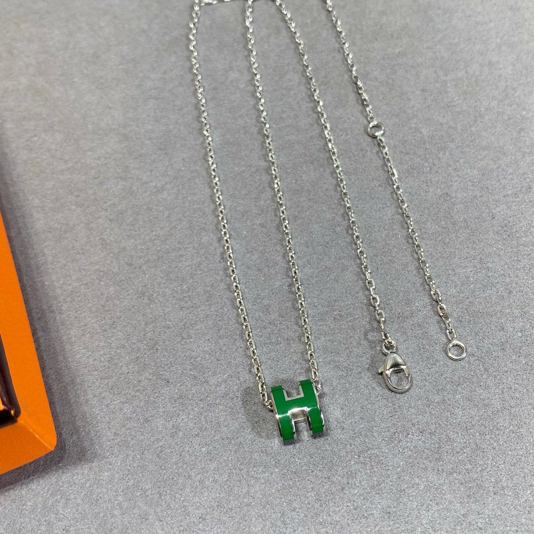 [⭐Luxery]POP H GREEN NECKLACE SILVER AND GOLD