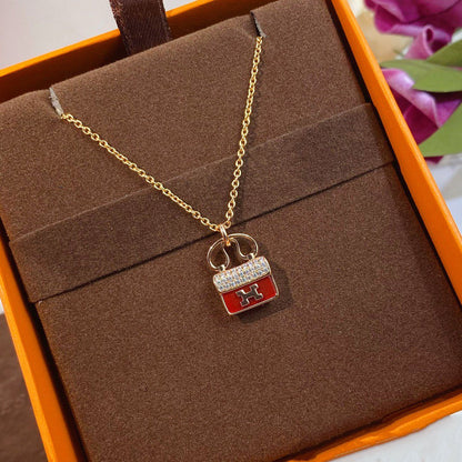[⭐Luxery]CONSTANCE RED PEDANT PINK GOLD NECKLACE