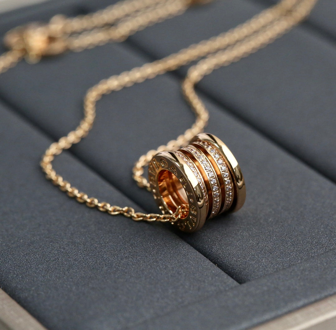 [⭐Luxery]ZERO 1 PINK GOLD DIAMOND NECKLACE