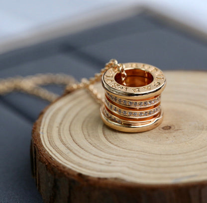 [⭐Luxery]ZERO 1 PINK GOLD DIAMOND NECKLACE