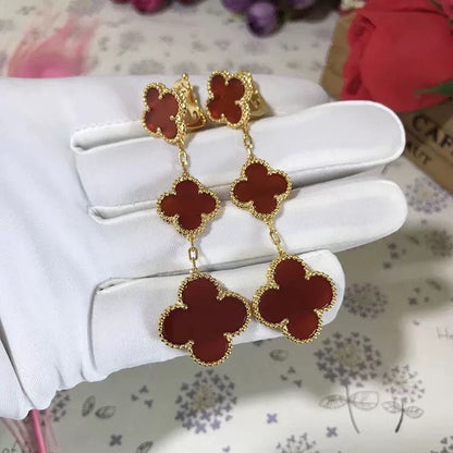 [⭐Luxery]CLOVER 3 MOTIF CARNELIAN DROP EARRINGS