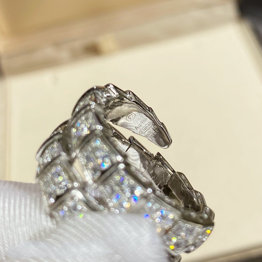 [⭐Luxery]SERPENTI DOUBLE RING SILVER DIAMOND PAVED