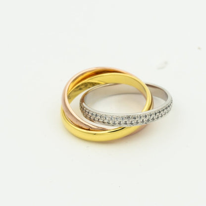 [⭐Luxery Jewelry]TRINITY RING GOLD PINK GOLD SILVER DIAMONDS