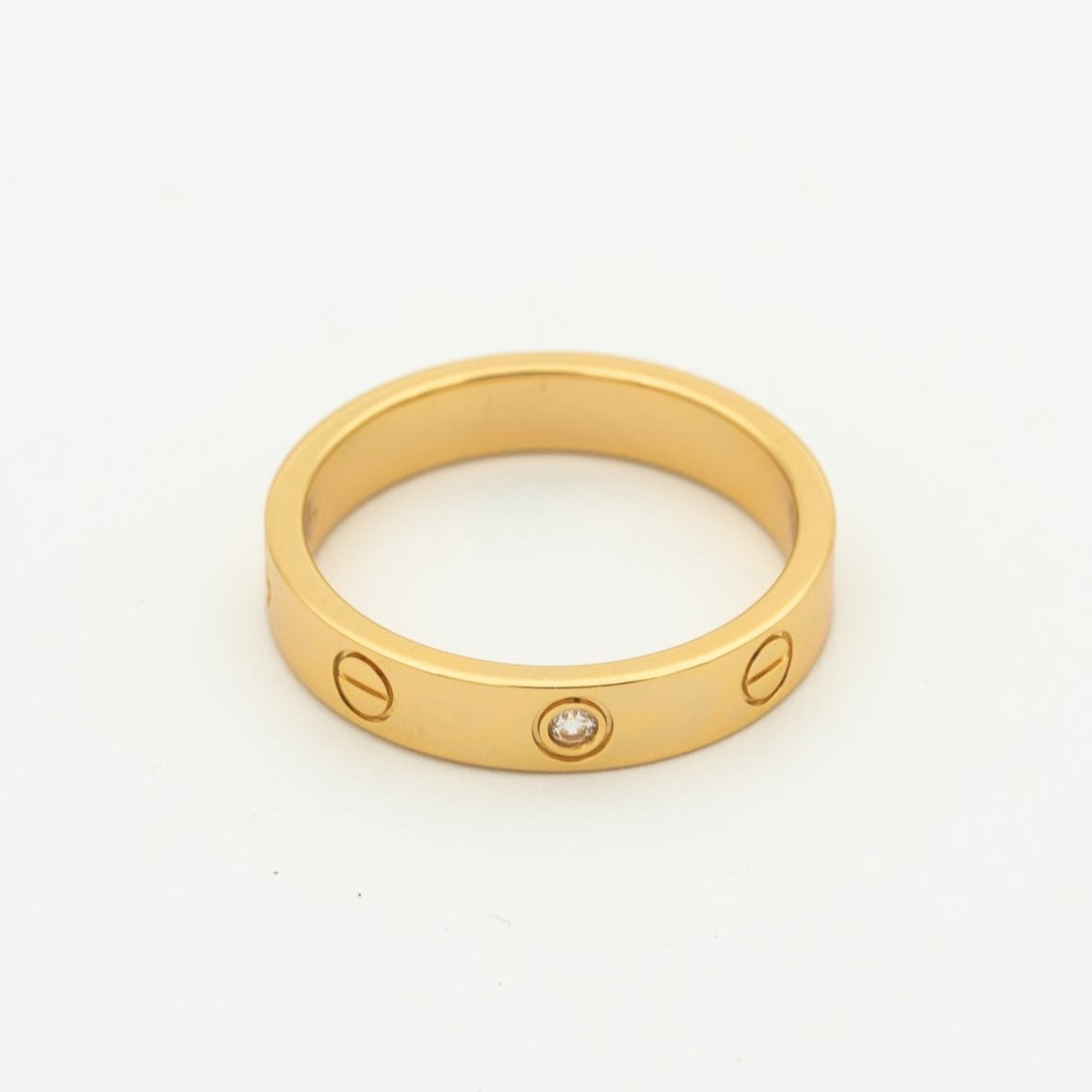 [⭐Luxery]LOVE RING 4MM 1 DIAMOND PINK GOLD