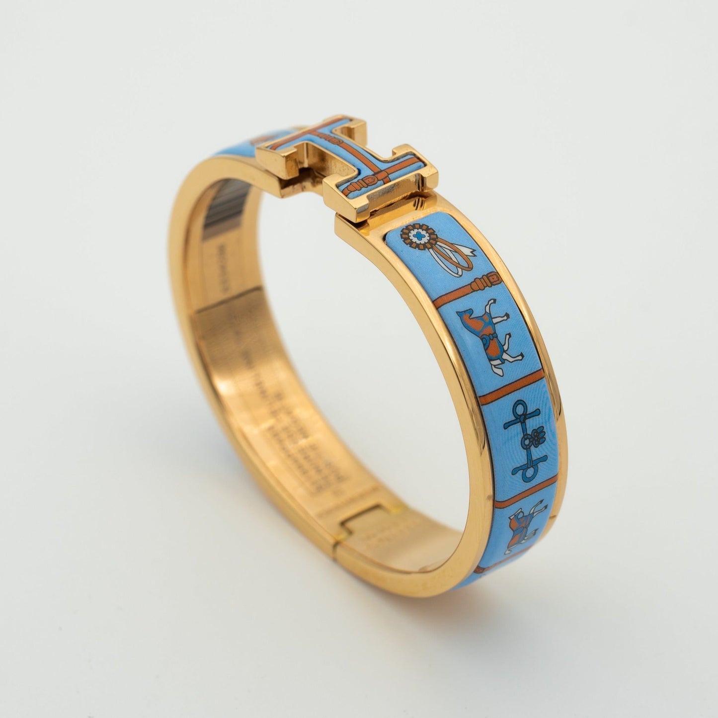 [⭐Luxery]H PINK GOLD BRACELET BLUE CERAMIC